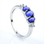 3 Stone Star Sapphire Silver Ring