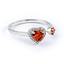 Double Fire Opal Sterling Silver Solitaire Ring Heart Shape