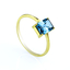 Genuine Emerald Cut Blue Topaz Engagement 14k Yellow Gold Ring
