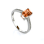 Petite Micropavé Fire Opal Engagement Ring