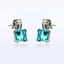 Silver Princess Cut Earrings with Paraiba