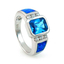 Big Australian Opal Ring with Blue Topaz