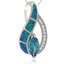 Marquise Cut Blue Topaz and Opal Silver Pendant