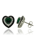 Gorgeous Emerald Earrings in Heart Shape With Zirconia in Sterling Silver.