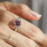3 Stone Alexandrite Sterling Silver Engagement Ring